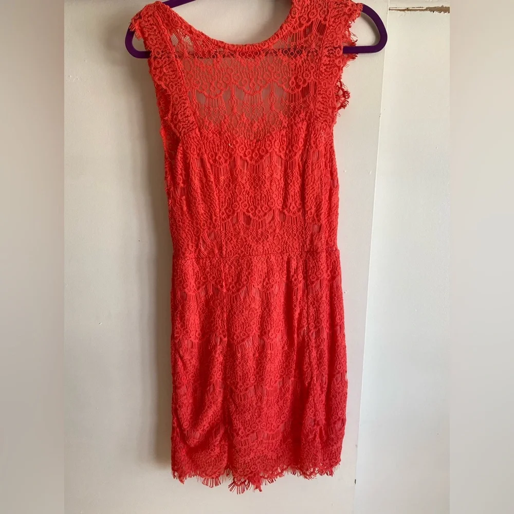 Free People Red Backless Lace Mini Dress
